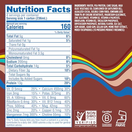 RIPPLE KIDS CHOCOLATE PLANT BASED SHAKE UPS | 13G OF QUALITY SOURCED PEA PROTEIN, CALCIUM RICH | SHELF STABLE | VEGAN & NON GMO | DAIRY, SOY, NUT, GLUTEN & LACTOSE FREE | 8 FL OZ CARTONS (PACK OF 12)