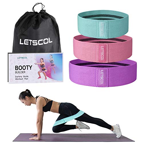 Fabric Exercise Bands Set - Non-Slip Hip & Glute Bands For Leg Workouts (3 Sizes, Red/Black/Blue)
