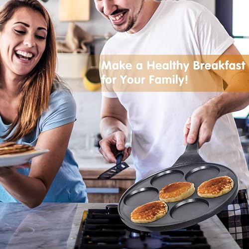 TERRIFI Nonstick 7-Mold Pancake Pan, PFOA-Free Coating, Black, 17x10 Inches