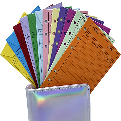 12 pcs Budget Envelopes with Punched Holes for A6 Binder Cash Envelope
