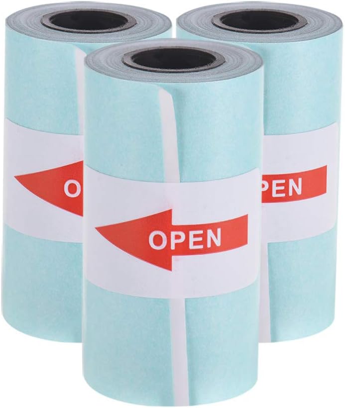 Aibecy Printable Sticker Paper Roll Direct Thermal Paper with Self-Adhesive 57 * 30mm(2.17 * 1.18in) for PeriPage A6 Pocket Thermal Printer for PAPERANG P1/P2 Mini Photo Printer, 3 Rolls