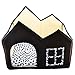Petforu Dog House, Soft Plush Luxury British Style Pet Puppy Dog Cat Villa House Bed Cage Nest with PP Cotton Mat Folding Collapsible Removable Details-Black