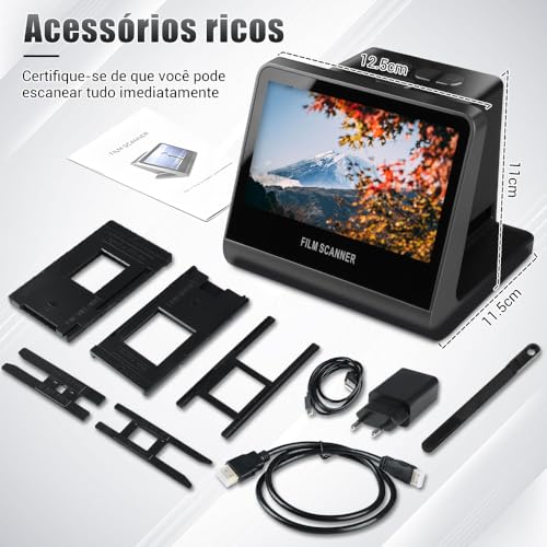 16GB Scanner de Filme de 24 Mp, Slides Coloridos e Preto e Branco em Fotos Digitais Nítidas Formato Jpeg, Negativos, Scanner de Filme Digital Suporta Conversão de Positivos Coloridos