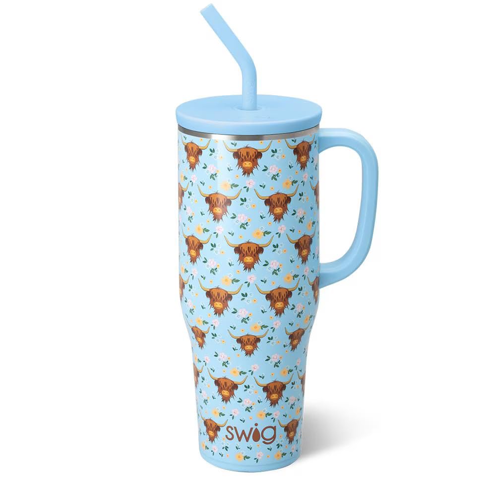 Photo 1 of Swig Life 40oz Mega Mug, 40oz Tumbler with Handle and Straw, Extra Large Insulated Tumblers, Cup Holder Friendly Travel Mug (Holy Cow)