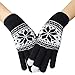 Chalier Womens Winter Warm Thick Knit Phone Texting Touch Screen Gloves Mittens, Black OS