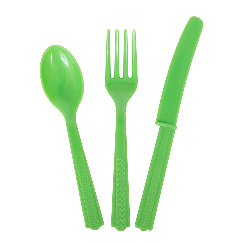 Amazon.com: Lime Green Plastic Silverware Set for 8 Guests (24pcs): Kitchen & Dining