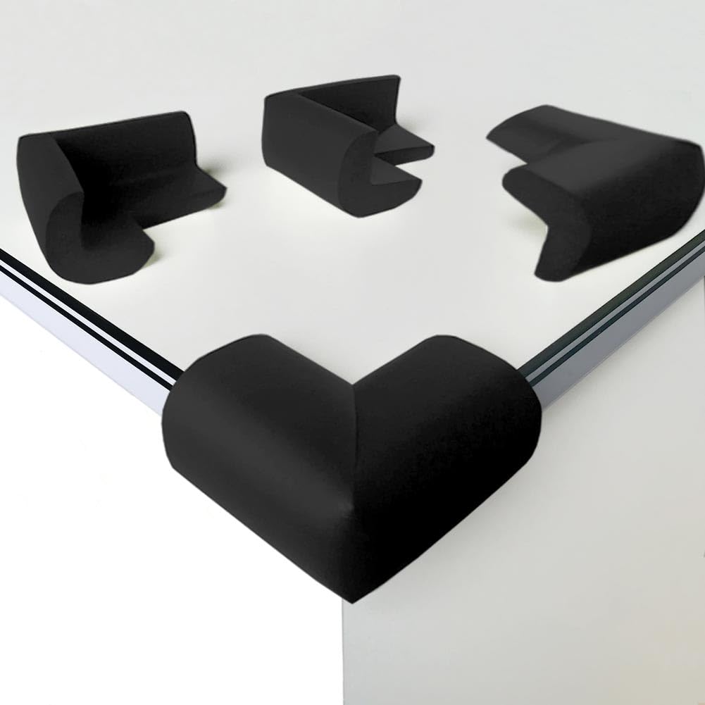 Santme 8 Pack Child Safety Corner Protectors, Soft Foam Baby Proofing Corner Guards Right Angle No Smell Table Corner Protectors for Baby and Kids Black