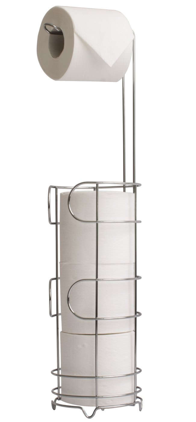 simplywire – Freestanding Toilet Roll Holder with Storage - Chrome