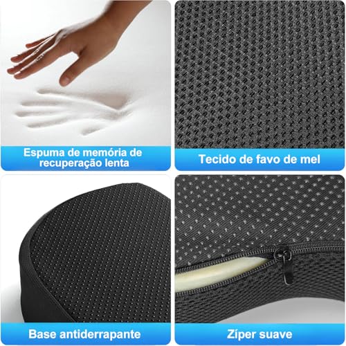 Almofada Cóccix Ortopédica Ergonômica Viscoelastico Espuma para Alívio Nervo Ciático e Hemorroida