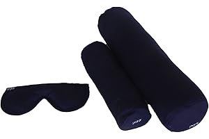 PEACH BLOSSOM YOGA Meditation Kit, 3 Piece Yoga Set, Eye Pillow Buckwheat Hull Filled, Back Bolster/Cushion Fiber Filled, Neck Bolster Buckwheat Hull Filled