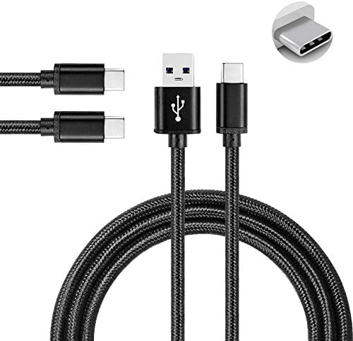 Maze Alpha 6 Inch Strong Reinforced Nylon Braided 1 Metre Fast Charging Type-C USB Data Cable Charging Sync Transferring Lead Cable – Pack of 2 BLACK [Metal Connectors] [USB-C to USB A]
