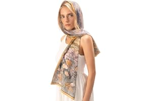 Ausolphia 100% Mulberry Silk Scarf Satin Square Headscarf Lightweight Bandana for Hair Scarf Womens Floral Silk Scarves