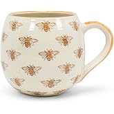 Abbott Collection 27-Ballon Allover Bee Ball Mug, 5 inches L, Ivory/Yellow