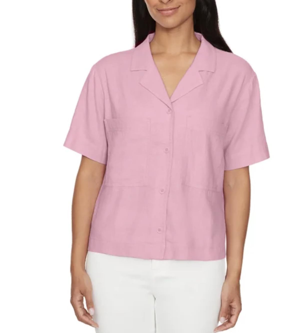 Photo 1 of SIZE S Buffalo David Bitton Women's Linen Blend Short Sleeve Utility Button Front Shirt