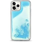 Yatchen Liquid Fluorescent Case for iPhone 13/14,Luxury Fun Glow in The Darkness Quicksand Clear Hard PC + Soft TPU Bumper Luminous Shockproof Protector for iPhone 13/14 Blue
