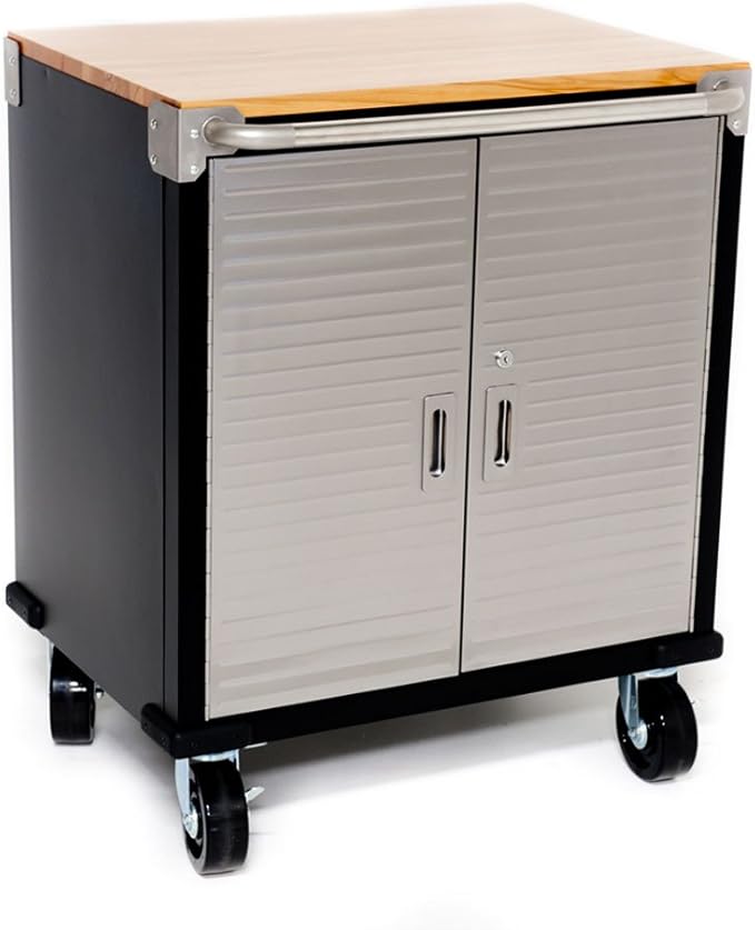 Seville Classics Garage Metal 2 Door On Castors Commercial