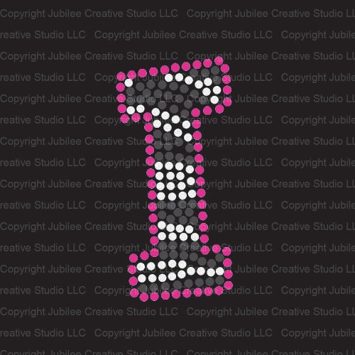 Zebra Letter I Iron On Rhinestone Crystals and Pink Rhinestud T-Shirt Transfer by Jubilee Rhinestones