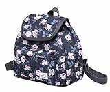 MIETTE Small Backpack Purse Flap Bag | Fits iPad Mini | 11''x9.8''x5.1 | Grey Roses