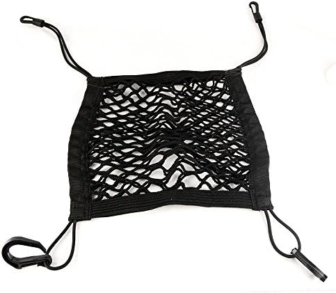 KAMSOL Velcro High Elasticity Universal Fit Storage Nylon Net Mesh Bag Multi-functional Organzier for Storing Bottles Groceries Phone Hanging on Car/Truck Seatback Black Set of 1