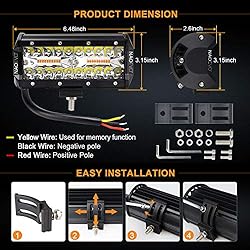 NAOEVO LED Light Bar Strobe Lights 7inch, 6 Modes