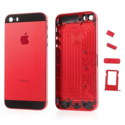 iPhone 5 Housing, Universal Buying(TM) DIY Hybrid Metal Battery Housing Door Back Cover Mobile Phone Housing Cell Phone Replacements for iPhone 5/5G, Red