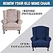 H.VERSAILTEX Wing Chair Slipcover Chair Covers for Wingback Chairs Wingback Chair Covers Slipcovers 1 Piece Stretch Sofa Cover Furniture Protector Soft Spandex Jacquard Checked Pattern, Navy