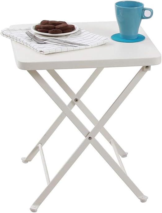 PHI VILLA Folding Metal Square Small Side End Table, Snack Table for Outdoor Patio, Sofa, Living