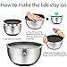 Wildone Stainless Steel Mixing Bowls, Nesting Bowls with Airtight Lids, Measurement Marks, Non Slip Silicone Bottoms, for Easy Mixing & Prepping - Set of 6