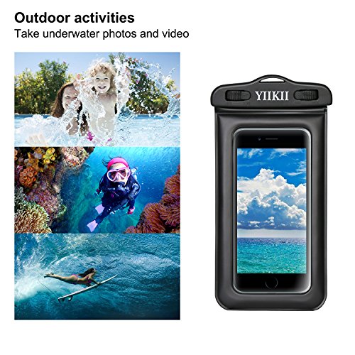 YIIKII Floating Waterproof Case, Cellphone Dry Bag Pouch with Touch ID Fingerprints Available, IPhone X 8 7 6s 6 Plus, Galaxy etc up to 6.0", Perfect for Snorkel etc Water Activities