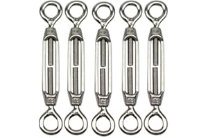 eoocvt 5pcs M4 Stainless Steel 304 Turnbuckle Wire Rope Tension (Eye & Eye)