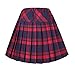 Women's Elastic Waist Plaid Pleated Skirt Tartan Skater School Uniform Mini Skirts (Series 1 red, Medium)