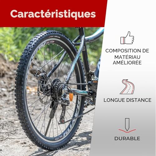 Fincci Pneu VTT 26 Pouces - Pliable Pneus 26 x 1.95 Pouces 50-559 60 TPI, Tire Velo pour VTT Montagne Vélo, Hybrid Adulte Velo Electrique Tournée Bicyclette - Paquet de 2 Accessoire VTT