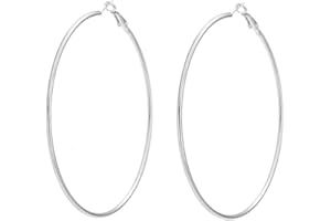 ROSTIVO Large Hoop Earrings for Women Big Hoop Earrings 70mm (Silver)