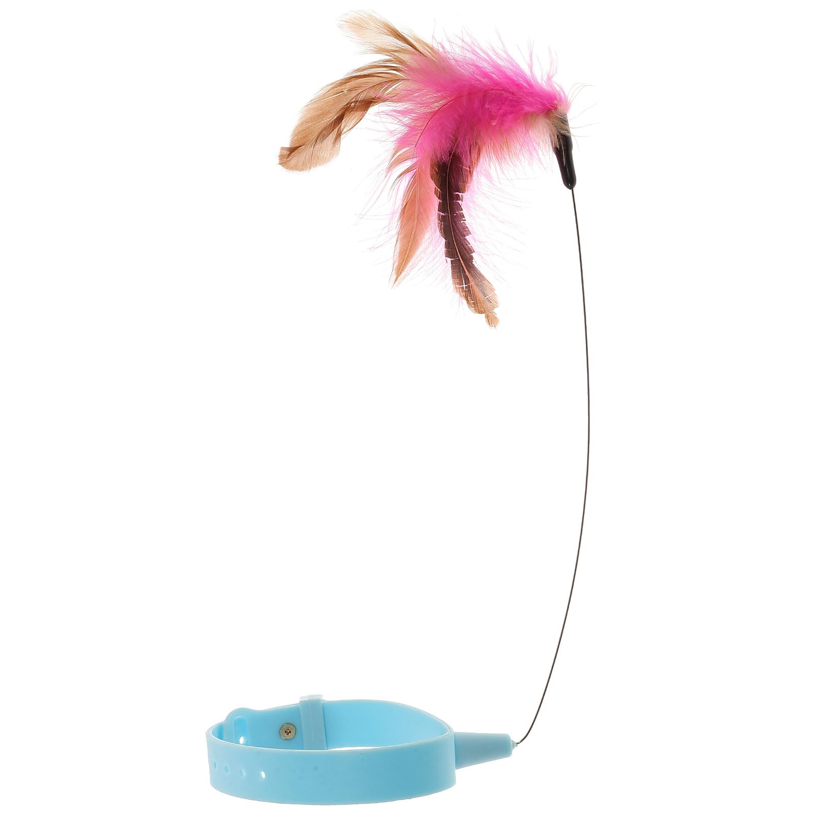 VILLCASE Cat Collar Toy with Attachment Interactive Silicone Cat Collar Toy for Indoor Play Multi-Functional Teaser with Suction Clip Blue