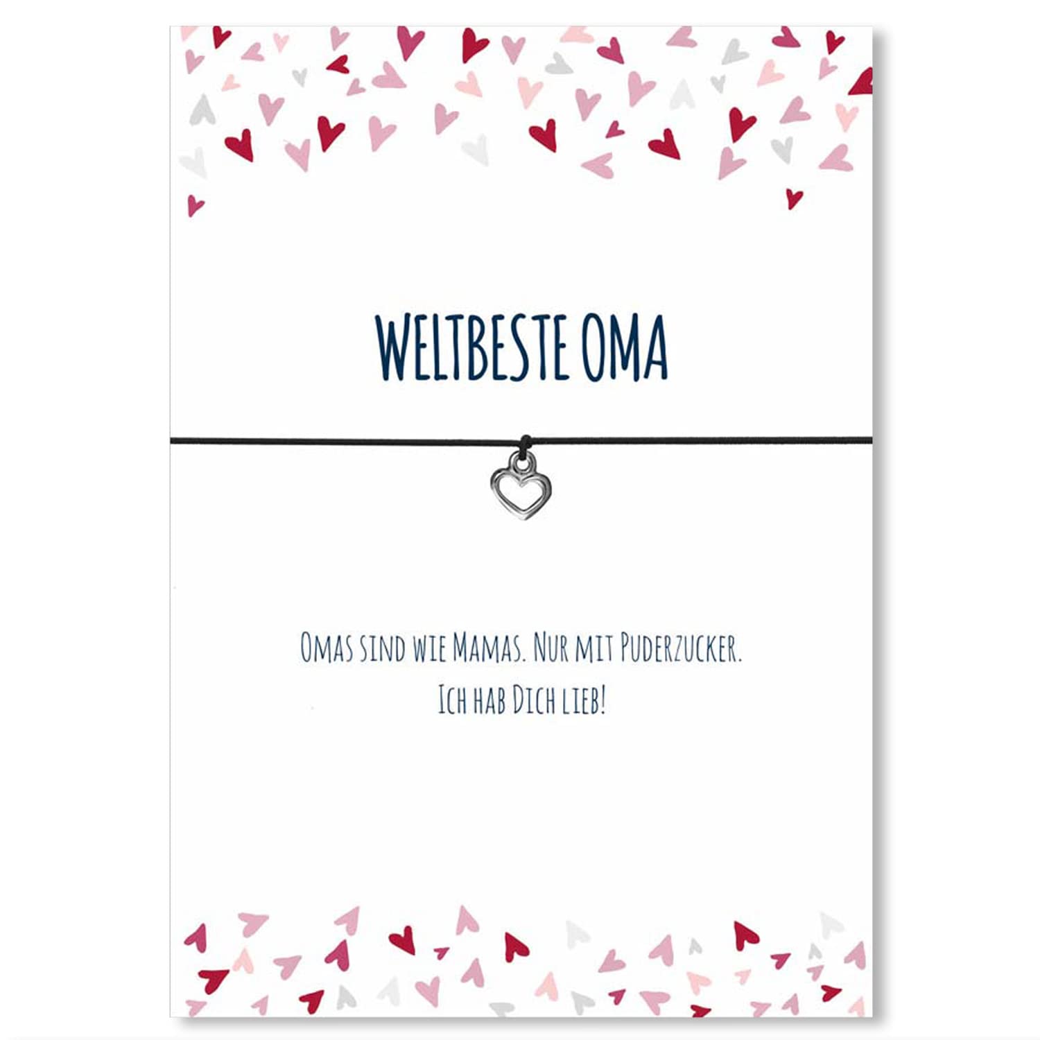 Glücksschmiedin - Small gift for sister, mother, grandma, girlfriend, friendship bracelet with heart pendant and greeting card, handmade, Metal