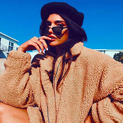 Liraly Womens Sweaters Plus Size New Fashion Womens Ladies Warm Artificial Wool Coat Zipper Jacket Winter Parka Outerwear(KhakiÂ ,US-12 /CN-L2)