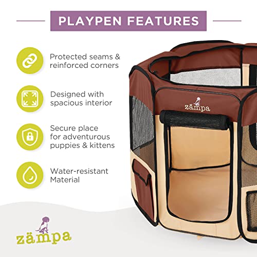 Zampa Puppy Playpen Small 36"x36"x24" Portable Pop Up Playpen for Dog