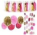 28 pcs Rose Pink Glitter Gold Tissue Paper Pom Pom Tissue Pom Pom Paper Tassel Garland Polka Circle Dot Paper Garland for Decor Wedding Bridal Pink Gold Birthday Baby Shower
