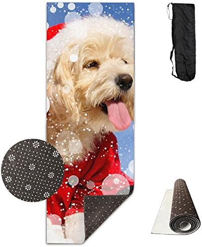 Tongue Christmas Winter Hat Dog Printed Yoga Mat Towel Beauty Non-Slip For Bikram Yoga,Yoga And Pilates Sports Exercise 24 X 71 Inches Great Durable Mats