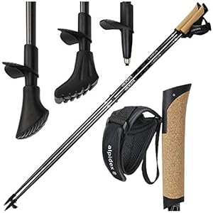 ALPIDEX Superlichte carbon nordic walking stokken voor dames en heren met rubberen buffer en kurken handvat