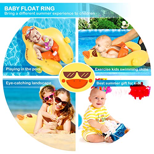 Peradix Baby Pool Inflatable Floats, Swiming Ring With Adjustable Sunshade/Waist Swim Boat Seat, Unique design Floats for 6-30 month Baby/Toddler/Kids- (Duck-with Repair Patch)
