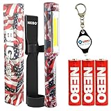 BUNDLE: Nebo Big Larry COB LED Work Light BLACK SILVER RED CAMO or PATRIOTIC with Holster and LightJunction KeyChain Light (Patriotic)