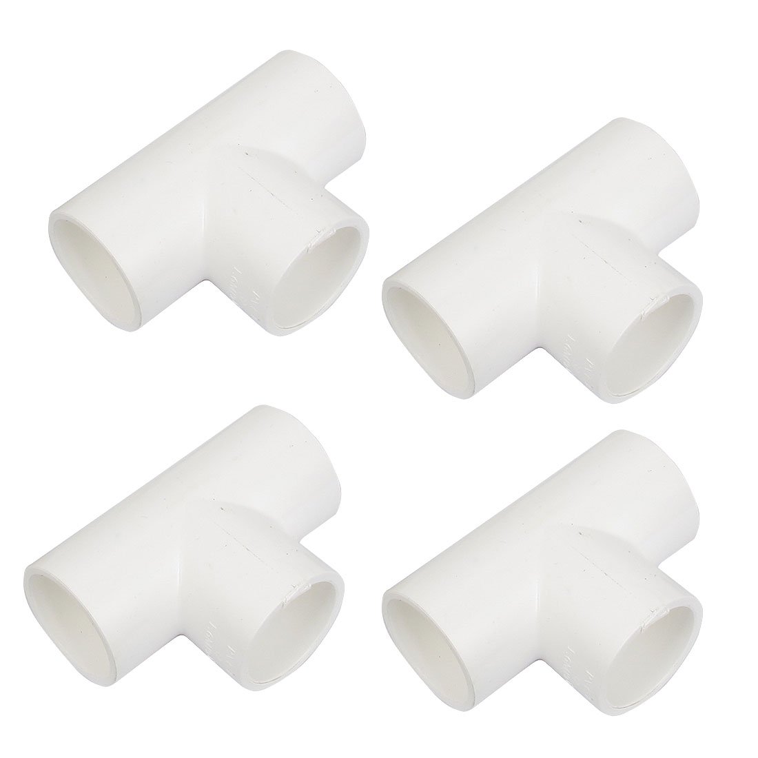 sourcingmap 32mm Three Way PVC Pipe Fitting Tee Connector Adapter White 4 Pcs