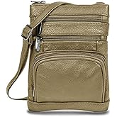 Krediz leather Crossbody Purses for Women, Multi Pocket Crossbody Purse with Adjustable Strap, Soft & Durable Leather Purse