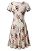 HUHOT Women Short Sleeve Round Neck Summer Casual Flared Midi Dress