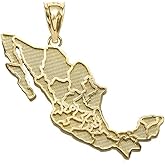 10K or 14K Yellow, White, or Rose Gold Map Mexicanos Country Map Of Mexico Pendant - Choice of Metal