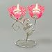 LONGWIN Rose Blossom 2-Tealight Candle Holders Tabel Centerpieces Pink