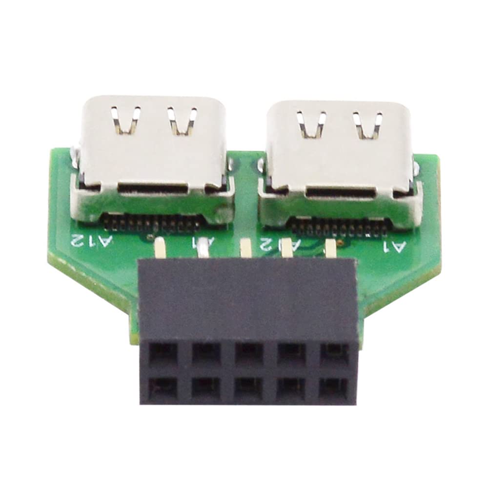 cablecc USB 3.1 Type C USB-C Dual Ports Female to 480Mbps USB 2.0 9pin 10pin Motherboard Header PCBA Adapter