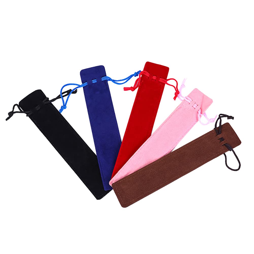 JIHUOO 20 Pcs Velvet Pen Pouch Sleeve Holder Single Pen Bag Case Pencil Bag Storage with Drawstring