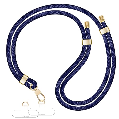 X-Lounge Phone Lanyards For Around The Neck, Crossbody Cell Phone Strap with Premium Metal Buckles Universal Neck Strap Holder with Phone Patches For All Smartphones-BLUE
